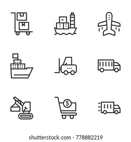 Transport icon set collection. Editable stroke line vectors