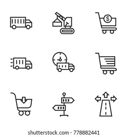 Transport icon set collection. Editable stroke line vectors