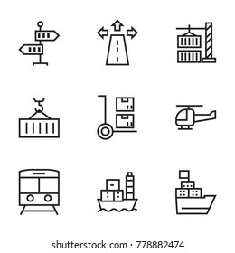 Transport icon set collection. Editable stroke line vectors