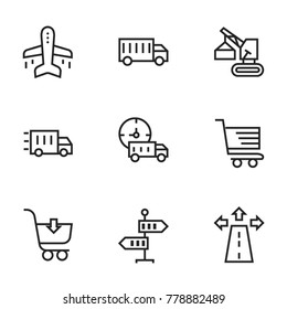 Transport icon set collection. Editable stroke line vectors