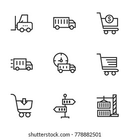 Transport icon set collection. Editable stroke line vectors