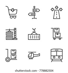 Transport icon set collection. Editable stroke line vectors