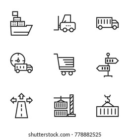 Transport icon set collection. Editable stroke line vectors
