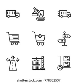 Transport icon set collection. Editable stroke line vectors