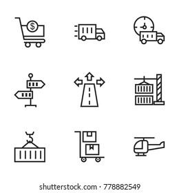 Transport icon set collection. Editable stroke line vectors