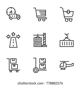 Transport icon set collection. Editable stroke line vectors