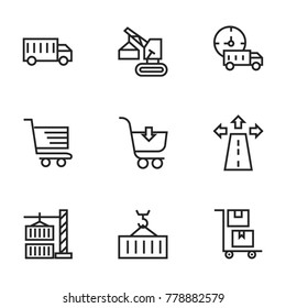 Transport icon set collection. Editable stroke line vectors