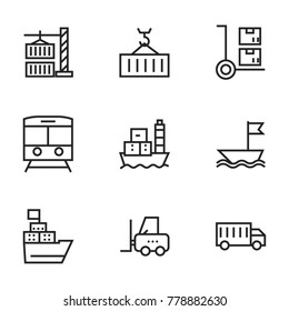 Transport icon set collection. Editable stroke line vectors