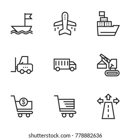 Transport icon set collection. Editable stroke line vectors