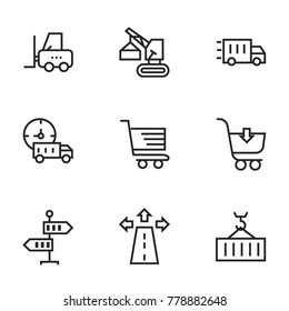 Transport icon set collection. Editable stroke line vectors