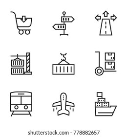Transport icon set collection. Editable stroke line vectors