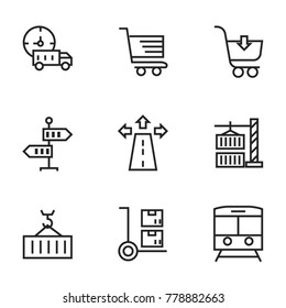 Transport icon set collection. Editable stroke line vectors