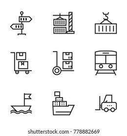 Transport icon set collection. Editable stroke line vectors