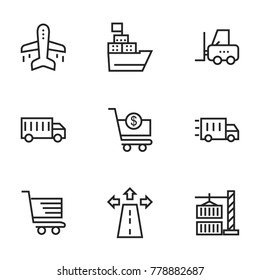 Transport icon set collection. Editable stroke line vectors