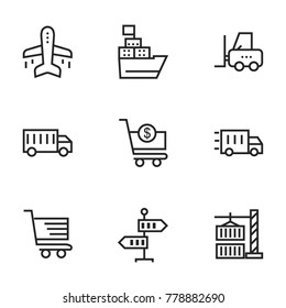 Transport icon set collection. Editable stroke line vectors