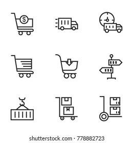 Transport icon set collection. Editable stroke line vectors