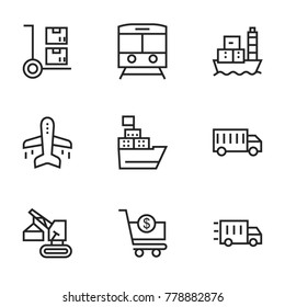 Transport icon set collection. Editable stroke line vectors