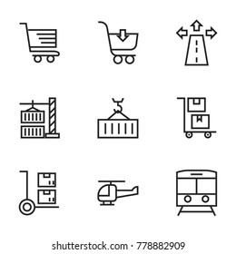 Transport icon set collection. Editable stroke line vectors