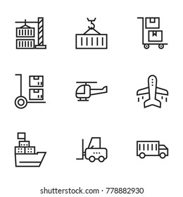 Transport icon set collection. Editable stroke line vectors