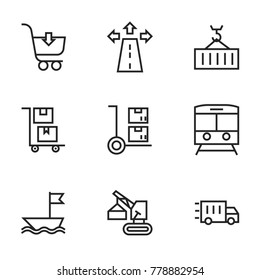 Transport icon set collection. Editable stroke line vectors