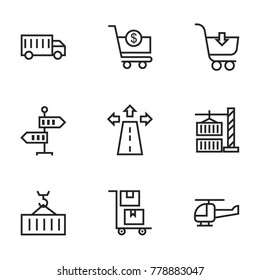 Transport icon set collection. Editable stroke line vectors