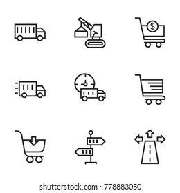 Transport icon set collection. Editable stroke line vectors