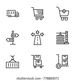 Transport icon set collection. Editable stroke line vectors