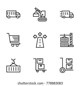 Transport icon set collection. Editable stroke line vectors