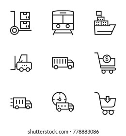 Transport icon set collection. Editable stroke line vectors