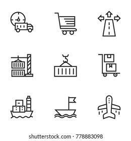 Transport icon set collection. Editable stroke line vectors