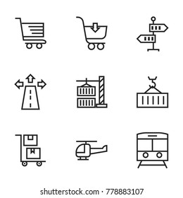 Transport icon set collection. Editable stroke line vectors