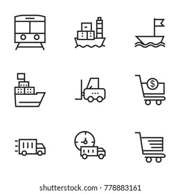 Transport icon set collection. Editable stroke line vectors