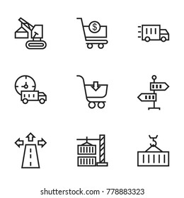 Transport icon set collection. Editable stroke line vectors
