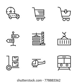 Transport icon set collection. Editable stroke line vectors