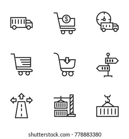 Transport icon set collection. Editable stroke line vectors