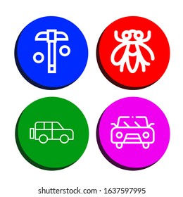 transport icon set. Collection of Mining, Fly, Jeep, Car icons