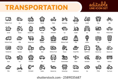 Transport icon set. Containing distribution, shipping, transportation, delivery, cargo, freight, route planning, supply chain, export and import icons. Solid icon collection.