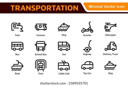 Transport icon set. Containing distribution, shipping, transportation, delivery, cargo, freight, route planning, supply chain, export and import icons. Solid icon collection.