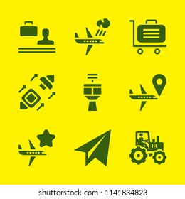 transport icon set. With control tower, luggage and plane  vector icons for graphic design and web