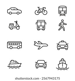 Transport icon set. Different Transport icons.
