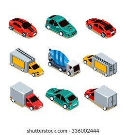 Transport Icon Set. Flat 3d Isometric Collection