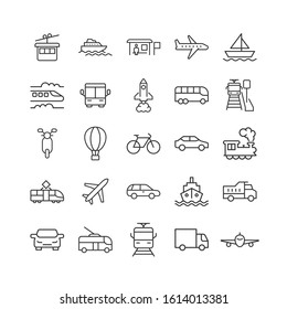 Transport icon set in flat style. Car vector collection illustration on white isolated background. Shipping transportation business concept.