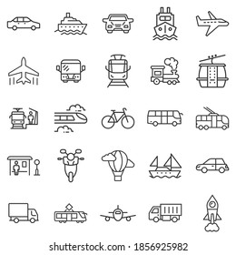 Transport icon set in flat style. Car vector collection illustration on white isolated background. Shipping transportation business concept.