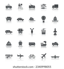 Transport icon set in flat style. Car vector collection illustration on white isolated background. Shipping transportation business concept.