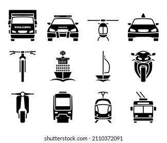 Transport Icon Set. Fully editable vector illustration. Text expanded.