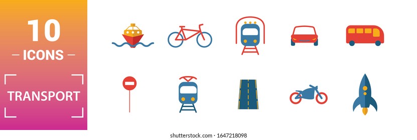 Transport icon set. Include creative elements car, motorcycle, bicycle, troleibus, taxi icons. Can be used for report, presentation, diagram, web design.