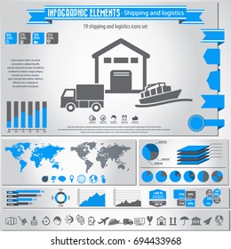 Transport icon set and infographics element. Vector.