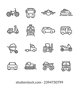 Transport icon set isolated on white background