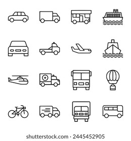 Transport icon set isolated on white