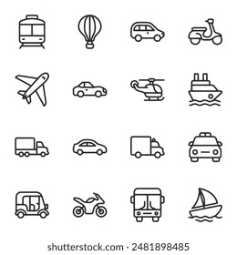 Transport icon set isolated on white
